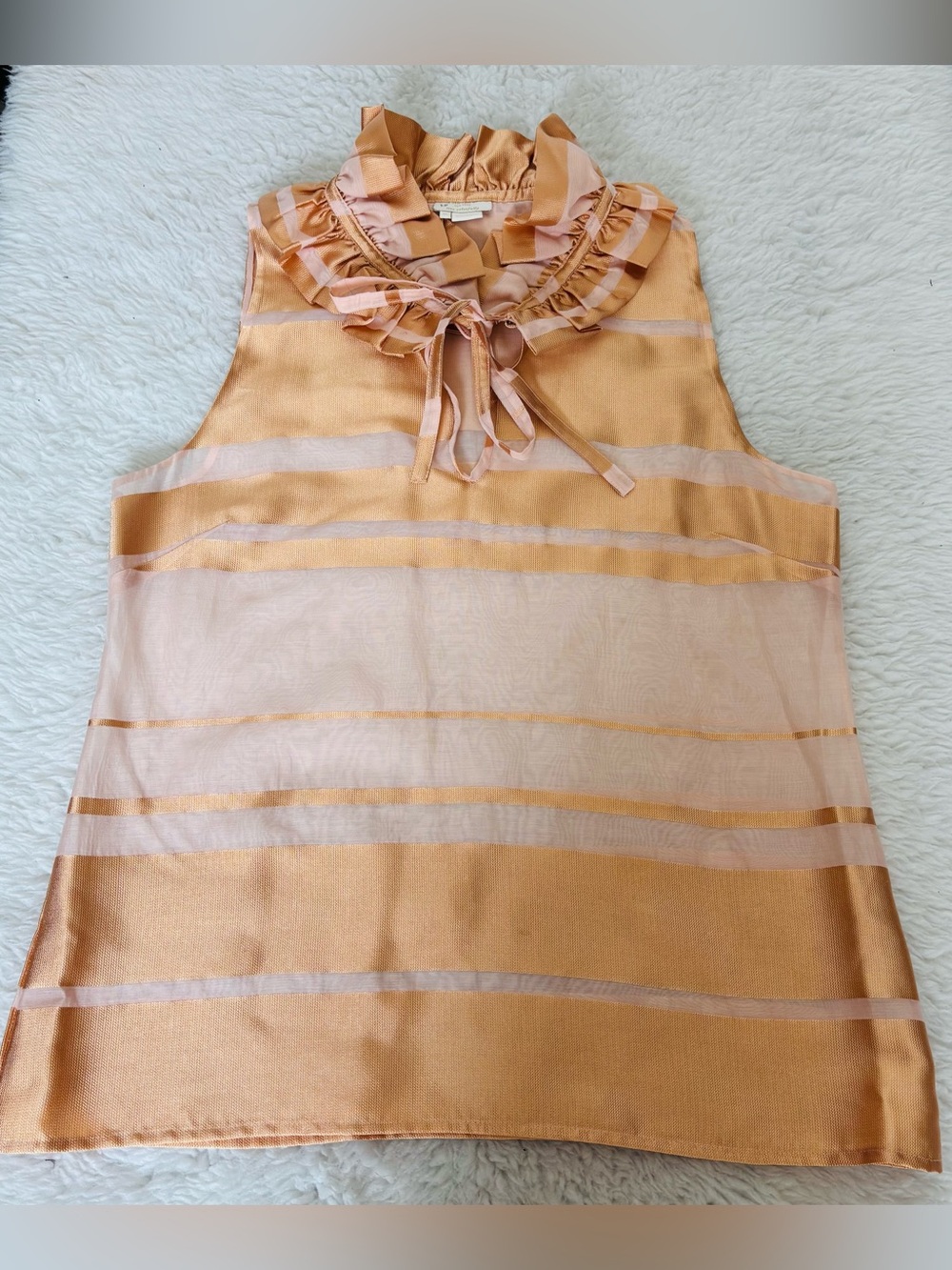 Kate Spade New York Live Colorfully 2 Tone Orange See Through Top Blouse Sz 10